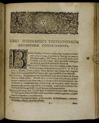 Libri Theologici Theologorum Augustanæ Confessionis.