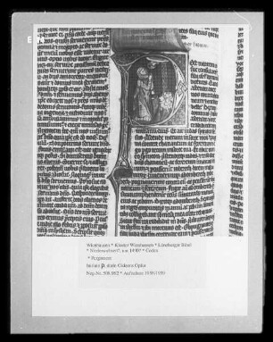 Lüneburger Bibel — Initiale D, darin Gideons Opfer