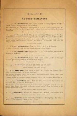 Catalogue de la bibliothèque de feu Ahmed Véfyk Pacha