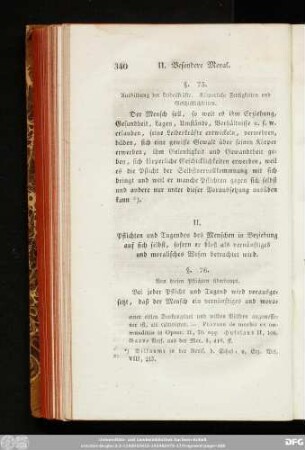 II. Pflichten und Tugenden des Menschen in Beziehung auf sich selbst, sofern er bloß als vernünftiges und moralisches Wesen betrachtet wird.