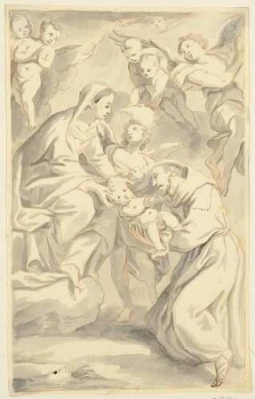 Die Madonna übergibt dem heiligen Franziskus das Christuskind