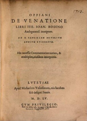 De venatione libri IV