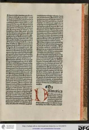 Dalmatica est vestis qua modo utuntur omnes dyaconi ex consuetudine in solemnitatibus ut lxxvi...
