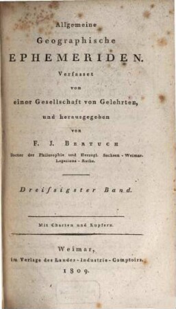 Allgemeine geographische Ephemeriden. 30. 1809
