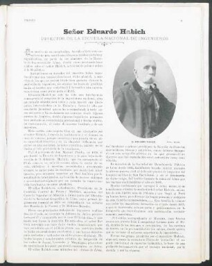 Señor Eduardo Habich : Director de la Escuela Nacional de Ingenieros