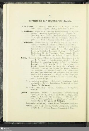 Verzeichnis der eingeführten Bücher