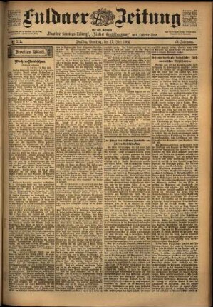 Zweite Ausgabe vom Samstag, den 17. Mai 1902.