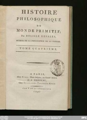 Tome Quatrième: Histoire Philosophique Du Monde Primitif