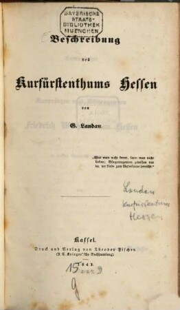 Beschreibung des Kurfürstenthums Hessen