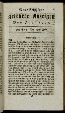 13tes Stück. Den 13ten Febr.