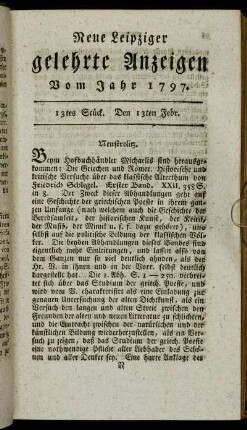 13tes Stück. Den 13ten Febr.