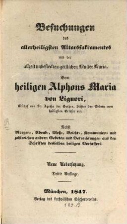 Besuchungen des allerheiligsten Altarsakramentes und der allzeit unbefleckten göttlichen Mutter Maria