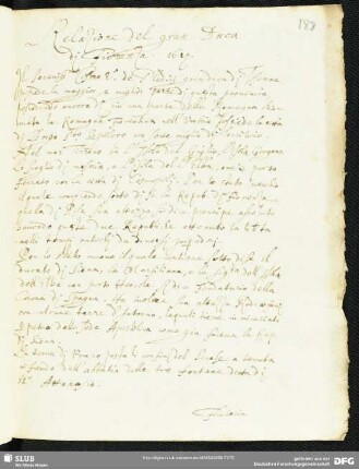 [Faszikel 8:] Relazione del granduca di Firenze, 1617