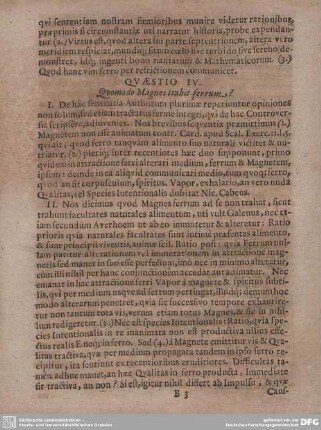 QUAESTIO IV. Quomodo Magnes trabit ferrum?