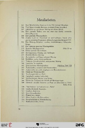 Metallarbeiten (Nr. 285-324)