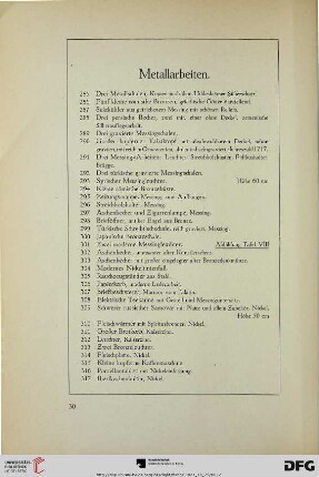 Metallarbeiten (Nr. 285-324)