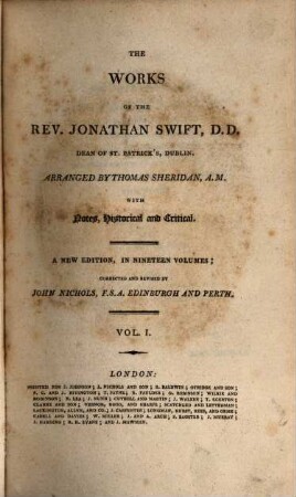 The Works of Jonathan Swift, 1