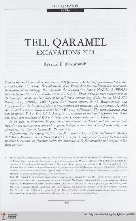 16: Tell Qaramel : excavations 2004