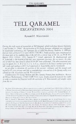 16: Tell Qaramel : excavations 2004