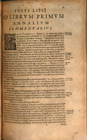 Ivsti Lipsi[i] Ad Annales Cor. Taciti Liber Commentarivs Variis in locis vtiliter auctus