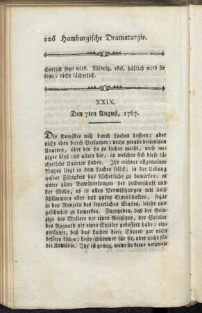 XXIX. Den 7ten August, 1767