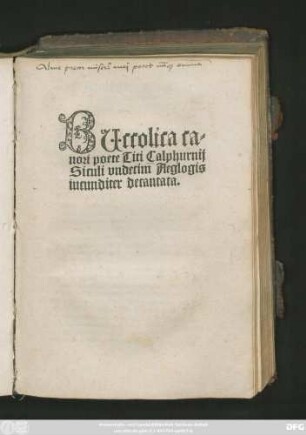 BUccolica ca=||nori poete Titi Calphurnij || Siculi vndecim Aeglogis || iucunditer decantata.||