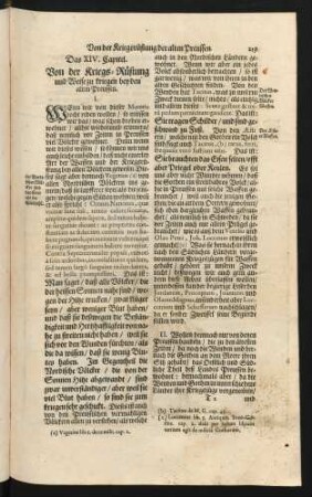 Das XIV. Capitel. Von der Kriegs-Rüstung und Weise zu kriegen bey den alten Preussen.
