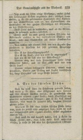 B. Von der schiefen Fläche.