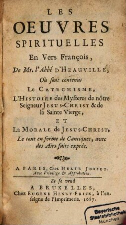 Les Oeuvres spirituelles en Vers franc.