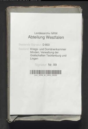 Die Domänenbautabellen von den Grafschaften Tecklenburg und Lingen pro 1801-1803