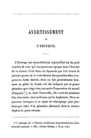 Avertissement de l'éditeur.