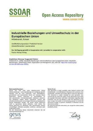 Industrielle Beziehungen und Umweltschutz in der Europäischen Union