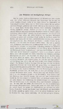 Zur Geschichte des dreißigjährigen Krieges