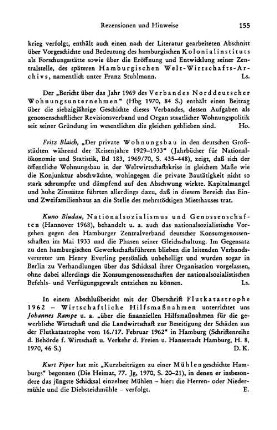 Bludau, Kuno :: Nationalsozialismus und Genossenschaften : Hannover, 1968