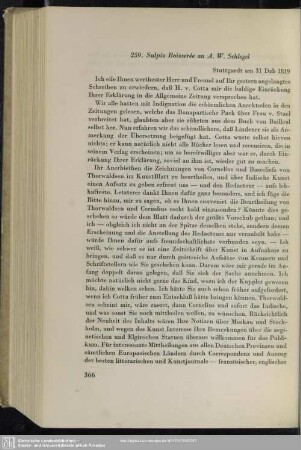 Sulpiz Boisserée an August Wilhelm von Schlegel, Stuttgart, 31.12.1819