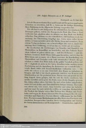 Sulpiz Boisserée an August Wilhelm von Schlegel, Stuttgart, 31.12.1819