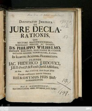 Disputatio Juridica De Jure Declarationis