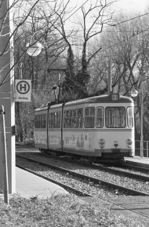 Straßenbahnlinie 3 nach Daxlanden und während der Sommermonate nach Rappenwört