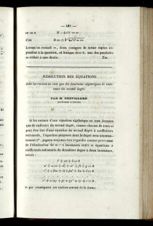 Résolution des équations.