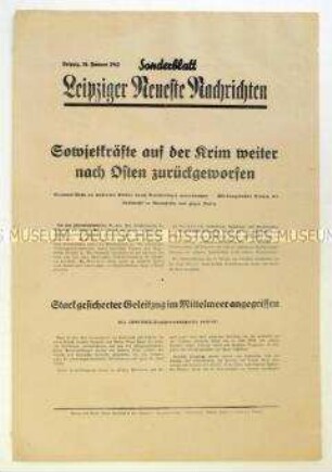 Sonderblatt der "Leipziger Neuesten Nachrichten" zum Kriegsverlauf an der Ostfront und in Nordafrika