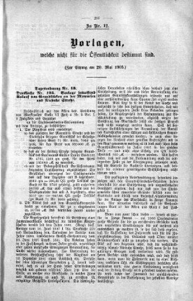 Vorlagen welche nicht für die Oeffentlichkeit bestimmt sind., 20. Mai 1903