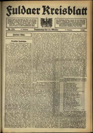 Zweite Ausgabe vom Donnerstag, den 13. Oktober 1910.
