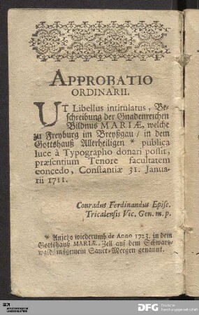 Approbatio Ordinarii.