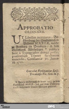 Approbatio Ordinarii.