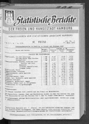 Verbraucherpreise in Hamburg im Januar und Februar 1970 : Lfd. Nr. 3