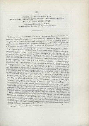 Intorno alla vita ed agli scritti di Wolfgang e Giovanni Bolyai die Bolya, matematici ungheresi.