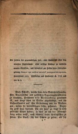 Unpartheyisches Urtheil über die Zeichen der gegenwärtigen Zeit