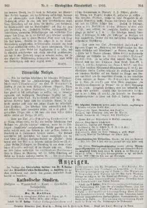 263-264 Literarische Notizen