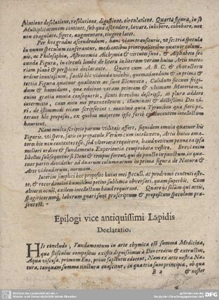 Epilogi vice antiquissimi Lapidis Declaratio.
