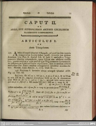 Caput II. De Areis, Sive Superficiebus Arcubus Circulorum Maximorum Comprehensis